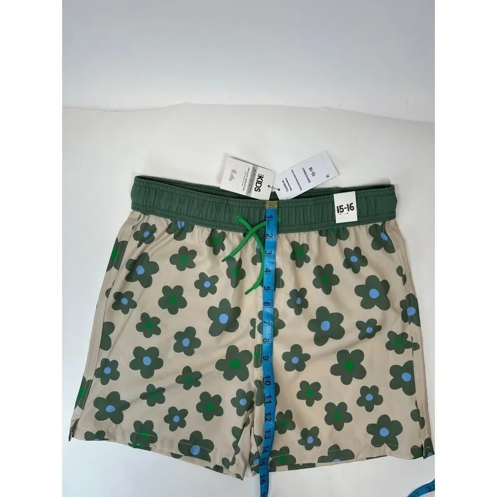 Surf Child‎ Benny Boardshort Rainy Day Swag Green Floral Size 15-16
